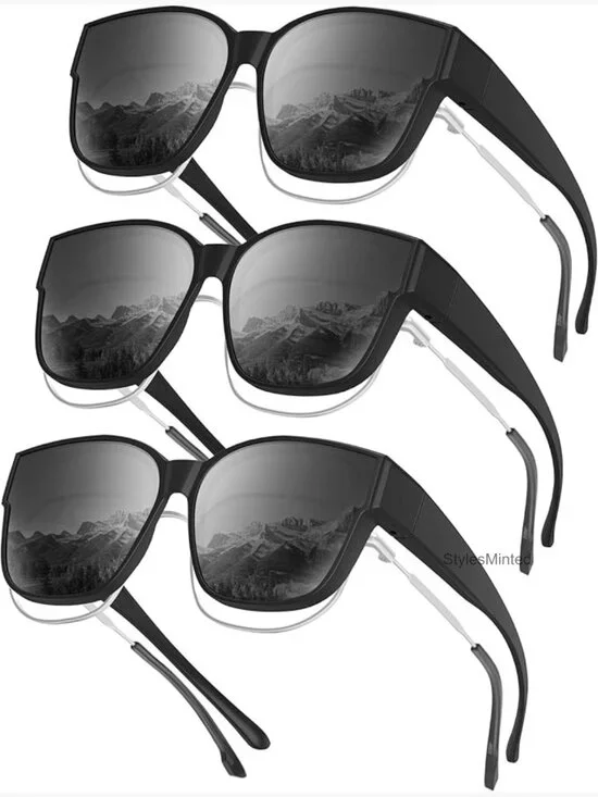 Fit-Over-Glasses Polarized Wrap-Around Sunglasses 3 Pack UV400 Protection Men