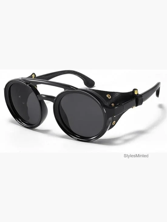 Round Steampunk Sunglasses UV400 Retro Shield Glasses Unisex