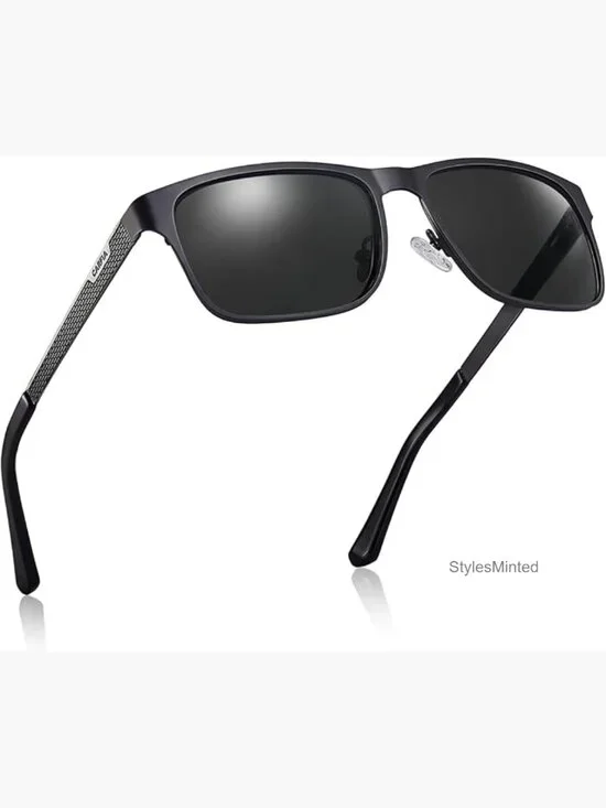 Metal Polarized Sunglasses UV400 Protection Spring Hinge Grid Temple