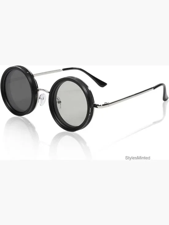 Adjustable Tint Polarized Sunglasses Round Frame UV400 with Case