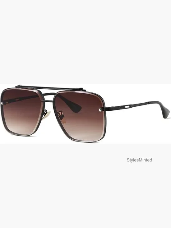 Oversized Square Aviator Metal Sunglasses 63mm UV400