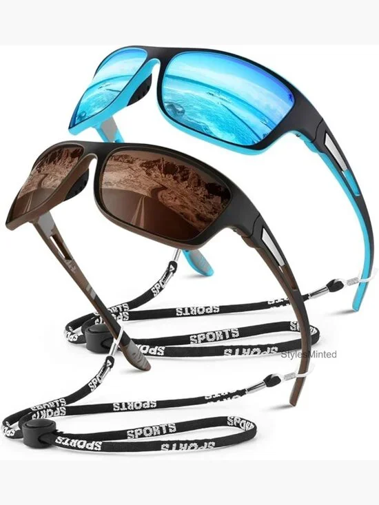 Polarized Sports Sunglasses UV400 Protection Rectangular Driving Fishing