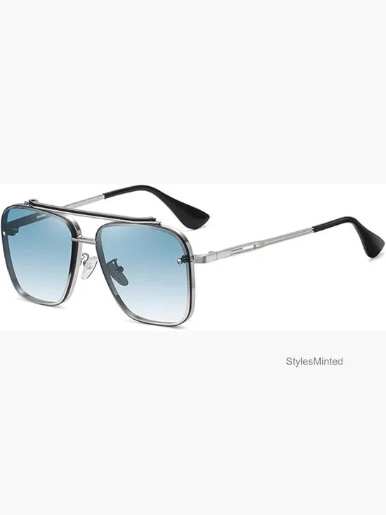 Oversized Square Aviator Sunglasses Metal Frame Tinted Lens Unisex