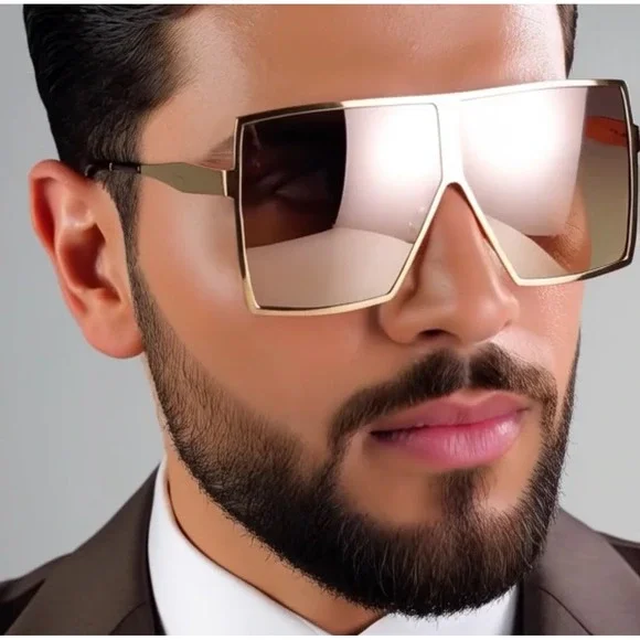 Square Oversize Sunglasses Men Fashion Big Gold Frame Shades Outdoor Lentes 2026