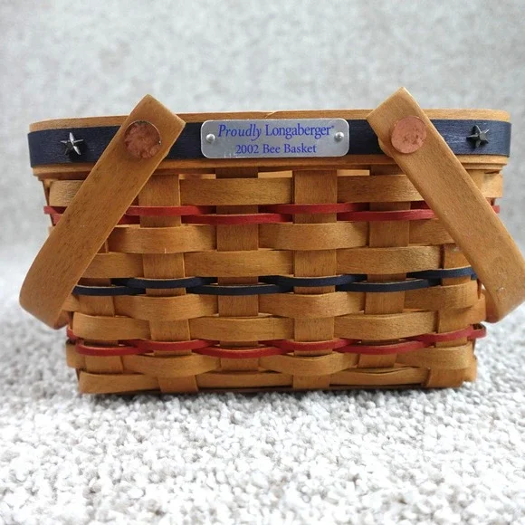 Longaberger 2002 Proudly Longaberger Bee Basket Patriotic Red Blue Stars