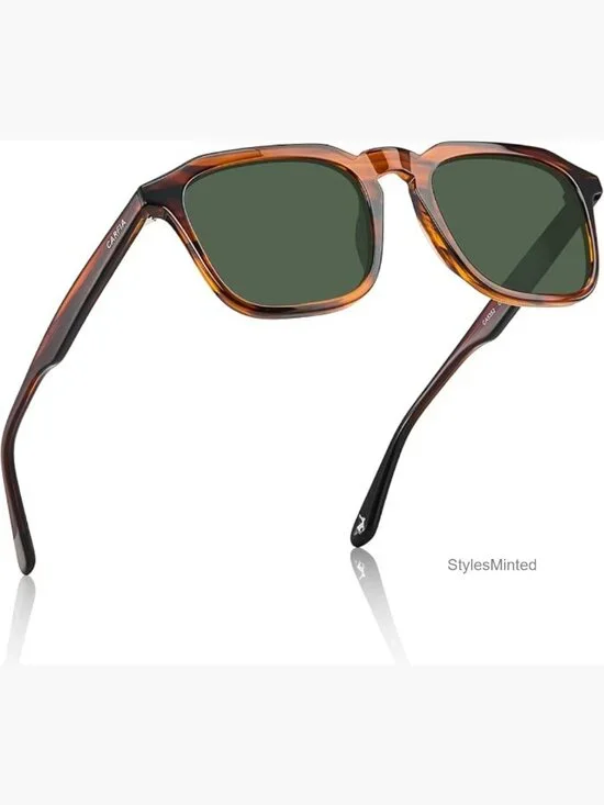 Retro Square Polarized Sunglasses Men UV400 Acetate Hand-crafted 60s Style