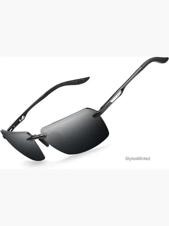 Mens Polarized Sunglasses Rimless UV Protection AL-MG Frame Driving Fishing