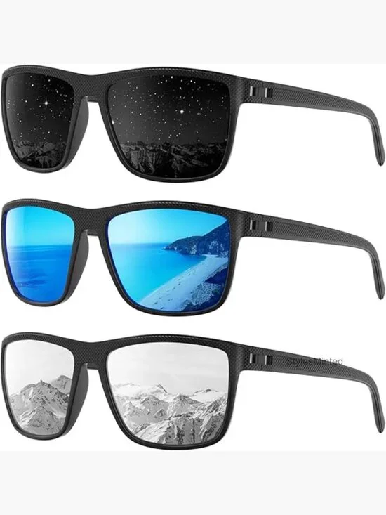 Polarized Sunglasses 3-Pack UV Protection Lightweight for Driving Fishing