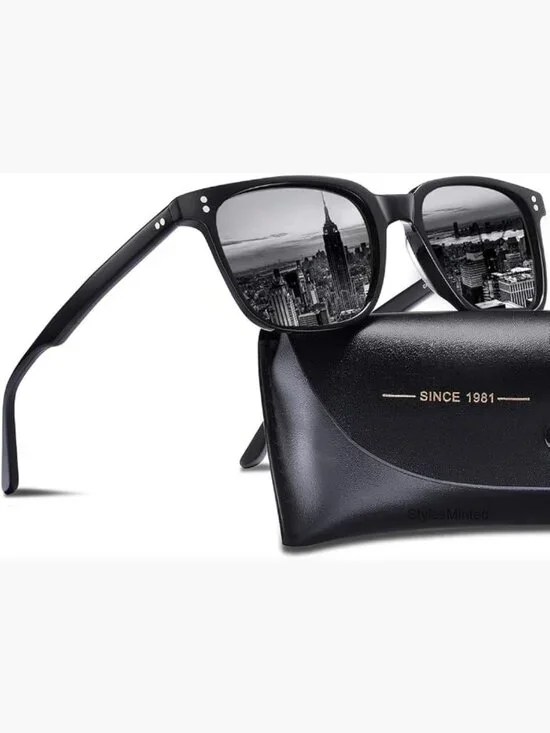 Polarized Square Acetate Sunglasses for Men with UV400 Protection