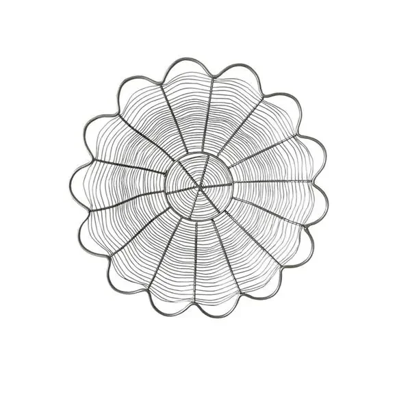 Late 20th Century Large 16” Industrial Style Grey Wire Centerpiece Basket
