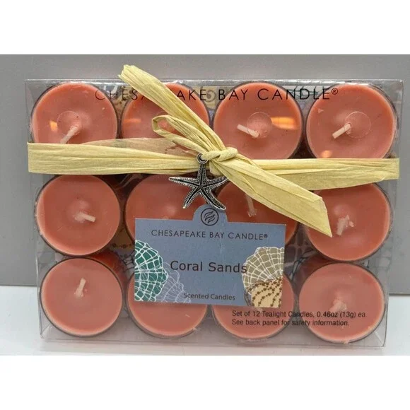 Chesapeake Bay Candle coral sands  Scented Tea Lights Boxed set of 12 new