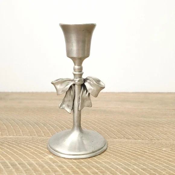 1992 Seagull Pewter Canada Candle Stick Holder Bow 5 Inches