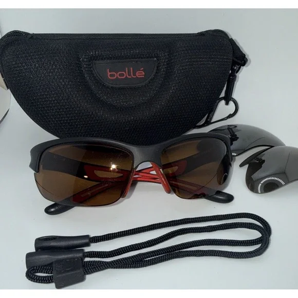 Bolle Bolt 2.0 Sport754 Photochromic Genuine OOS Black/Red Sunglasses,Case&Strap