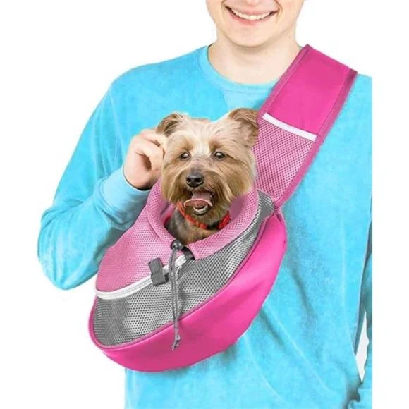 Pet Sling Carrier Small Dog Puppy Cat Carrying Bag Purse Pouch (Pink)