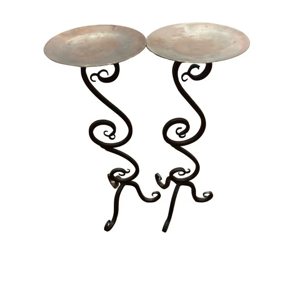 VTG Candle Holders Dark Bronze Pier 1 Imports Wrought Iron Scrollwork Set of 2