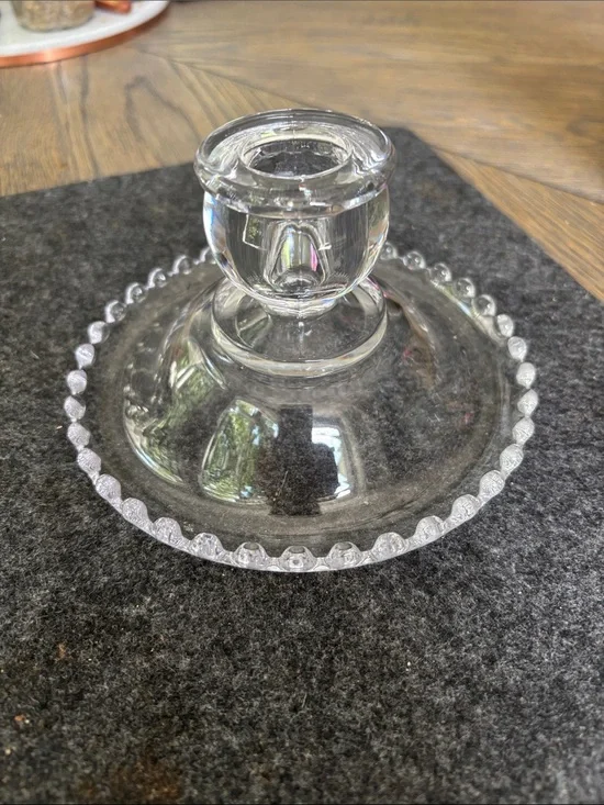 Vintage Imperial Glass Candlewick Clear Glass Candlestick Holder