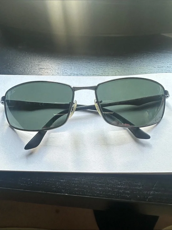Ray-Ban Metal Rectangle Sunglasses Green Lenses original case
