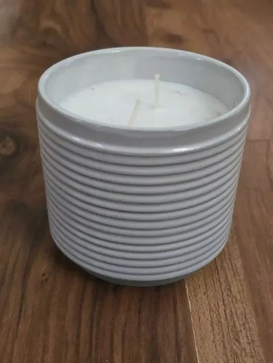 Hearth & Hand Magnolia 12 oz Ribbed Ceramic Candle Holder Jar S1