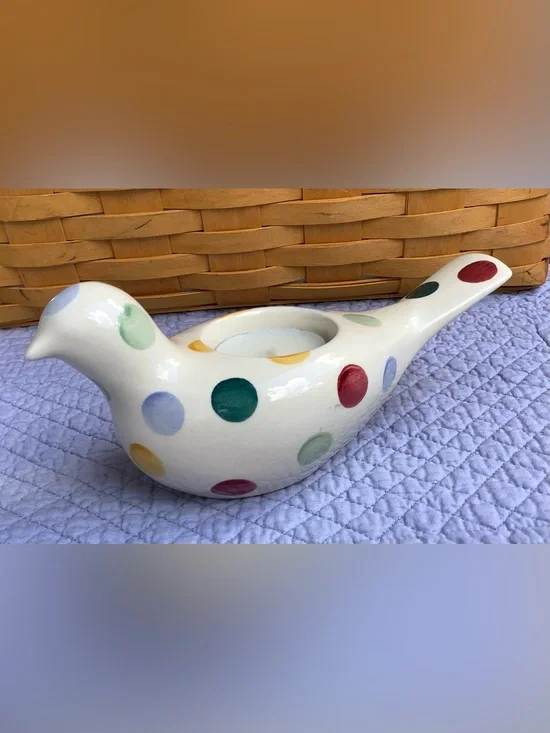 Emma Bridgewater Pottery Polka Dot Dove Tea light Holder