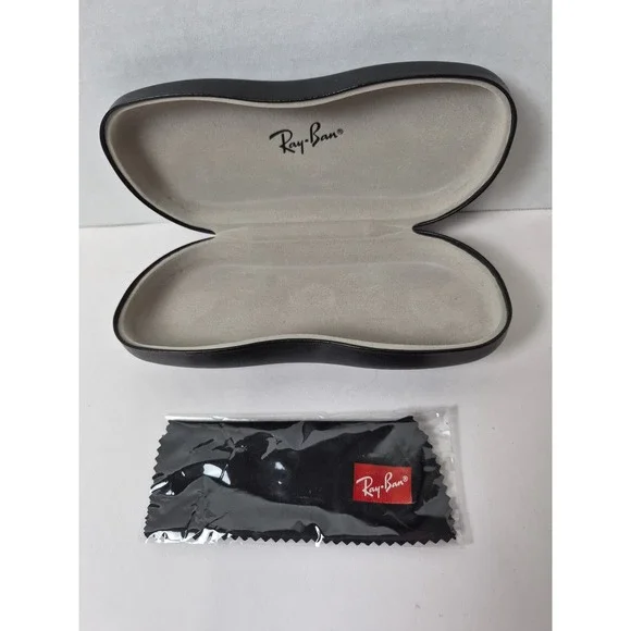 Ray Ban Black Hard Clamshell Sunglasses Case with New Cleaning Cloth