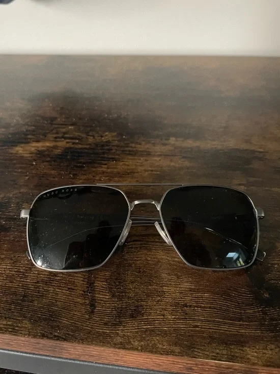 Hugo Boss Silver Frame Black Lens Sunglasses
