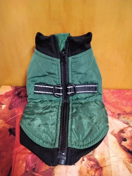 Green Quilted Pet Vest with Reflective Harness Detail (XS)