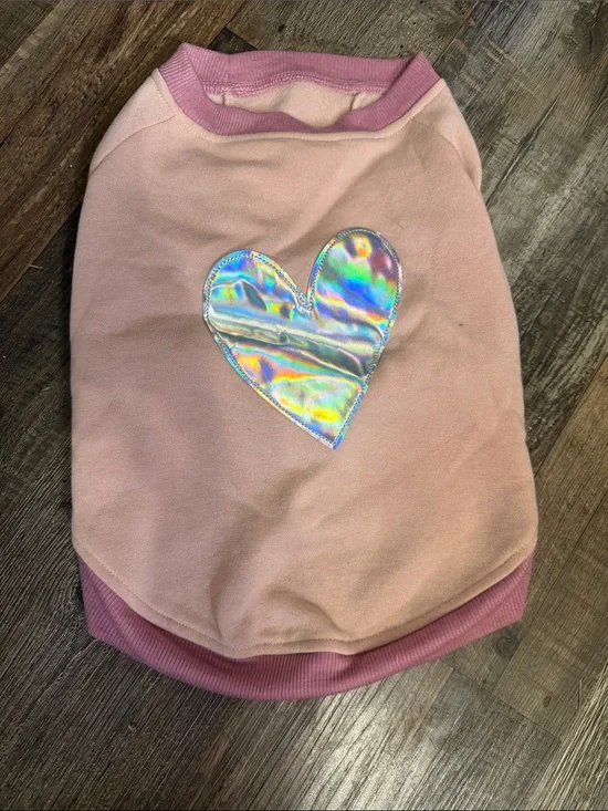 Pink Pet Sweatshirt with Holographic Heart