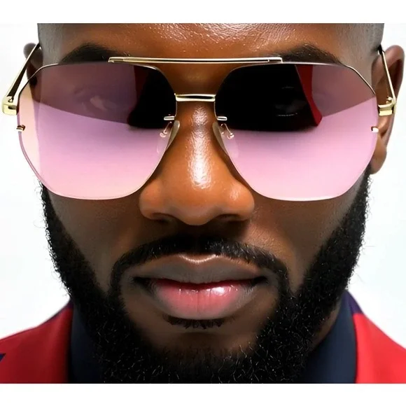 Pink Mirror‎ Reflective Lens Sunglasses Men Style Flat Lens Luxury Beach Shades