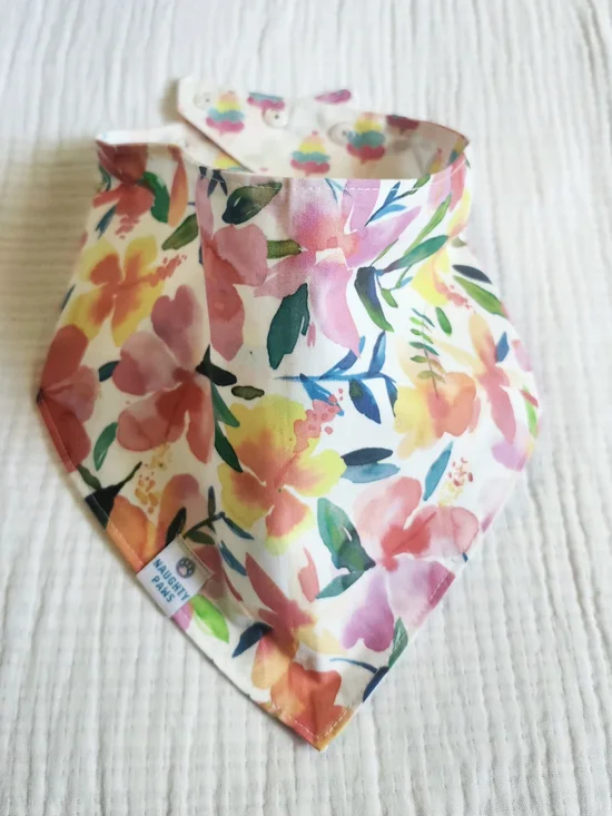 Naughty Paws XL Reversible Dog Bandana Floral/Ice Cream Cone Print