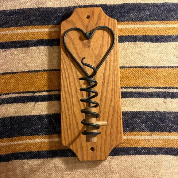 Vintage Wall Candle Holder Heart Wrought Iron Oak Rustic Sconce Decor Granny