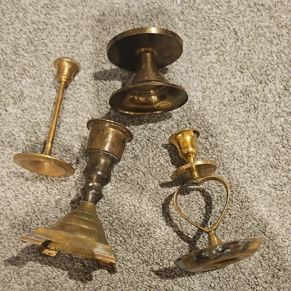 Bundle Of Brass Candlestick Holders