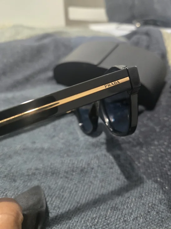 Authentic Prada Black Sunglasses with Gold Accent Men's Designer Eye wear.