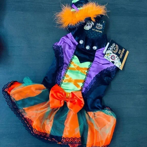Halloween Dog Witch Corset Pet Costume Dress S