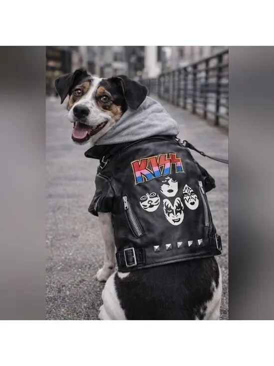KISS Band Dog Jacket Faux Leather Motorcycle Style | Fab Dog | Rock Costume