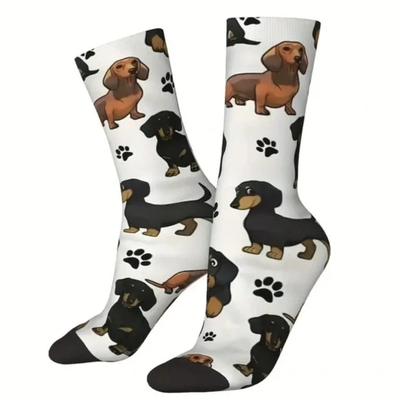 Dachshund Doxie Weiner Sausage‎ Dog Novelty Crew Tube Socks Unisex Men’s Women’s