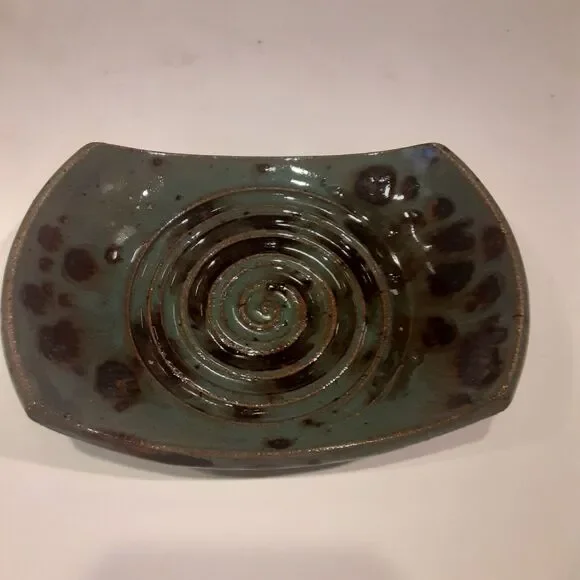 Artist Signed Stoneware Candle Holder Masculine