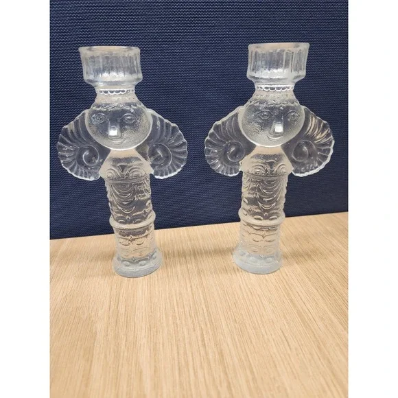 Pair of Bjorn Wiinblad‎ Glass Angel Candle Holders Rosenthal Studio Line Germany