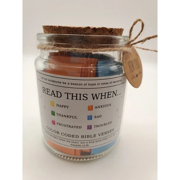 Color Coded Bible Verse Jar - Inspirational Christian Gift