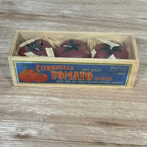 Handcrafted‎ Heirloom Tomato Candles Scent Wood Crate Box Vintage New Pure Rare
