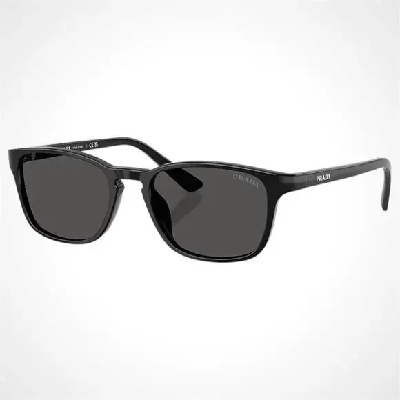 New PRADA Sunglasses Black Aviator Square Mens Letter Logo Grey Lens 52-18-140mm