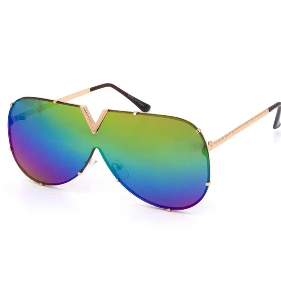 Sunglasses Womens Men Trendy Sun Glasses Oversized Square Flat Lens Metal Frame‎