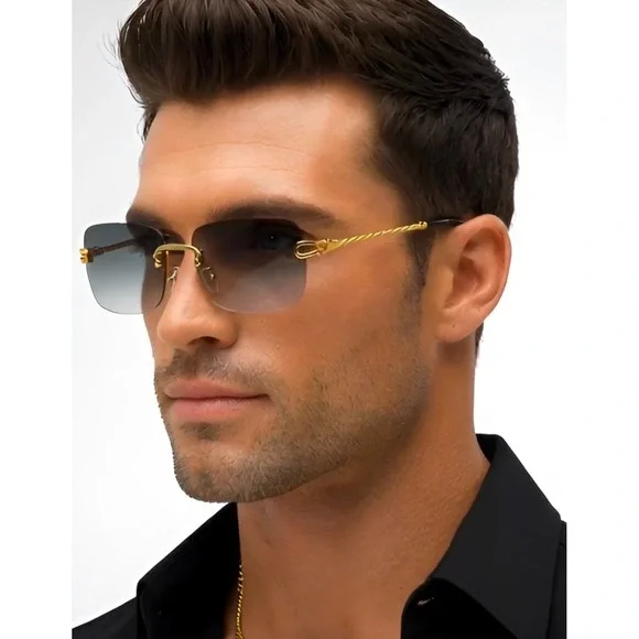 Men Sunglasses Fashion Designer Classy Sophisticated‎ Green Lens Retro Vintage