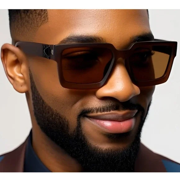 Men's Oversized Square Sunglasses‎ Brown Tinted Lenses Bold Frame Style Lentes