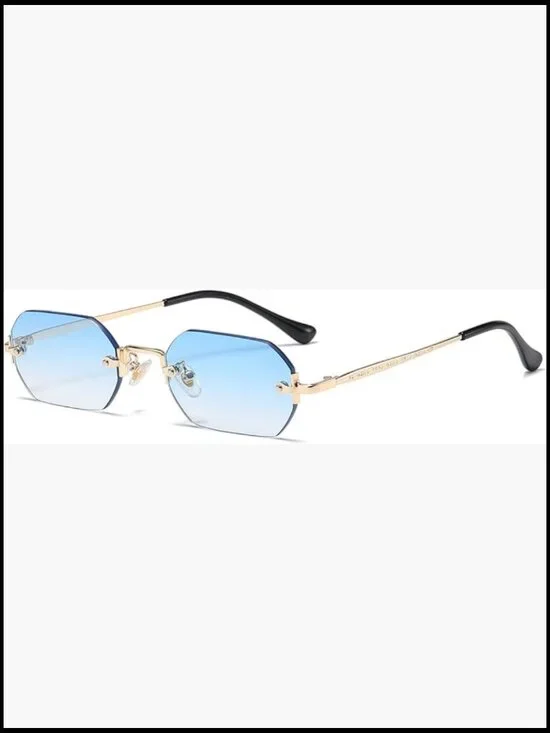 Metal Rimless Rectangle Sunglasses UV400 Protection Frameless