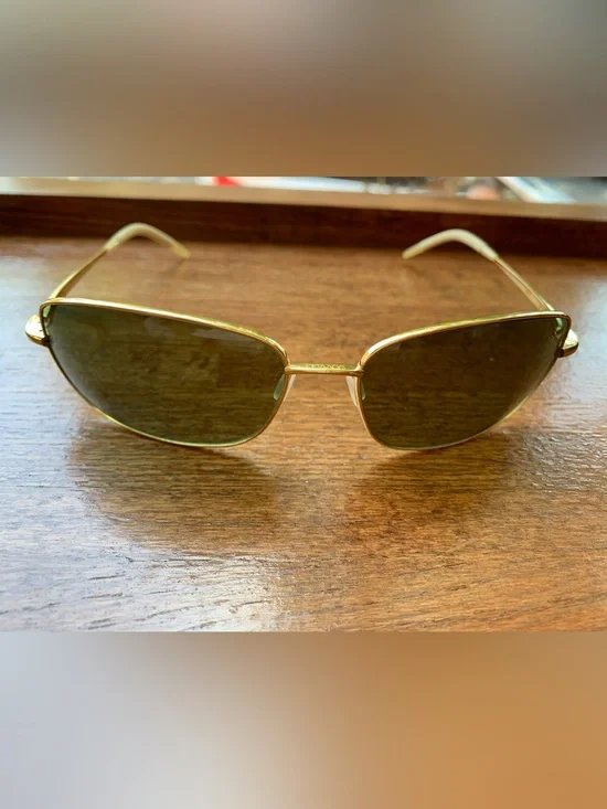 OLIVER PEOPLES TRUCE VFX POLARIZED Titanium 62 16-130 GOLD Frames GREEN Lens
