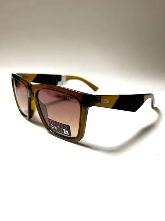 New Guess GO00067 Square Sunglasses Clear Brown Acetate Classic Mens Rubber