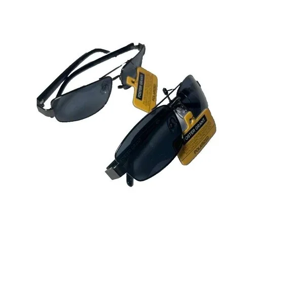Foster Grant Rectangle Sunglasses Black Fashion Polarized 2 pack Bundle New