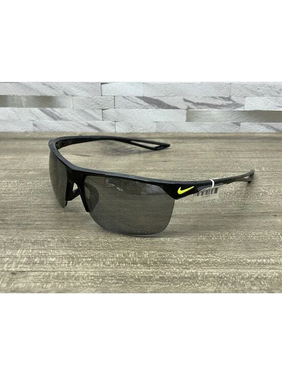 Nike TRAINER EV0934 001 317 Men's Black Wrap Half Rimless Sunglasses Grey Lenses
