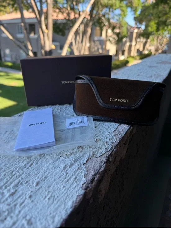 Tom Ford Brown Suede Sunglasses Case with Box