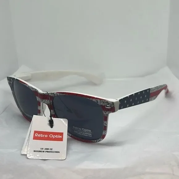 Retro Optix Patriotic Patriotic -Pattern Sunglasses – UV400 Protection